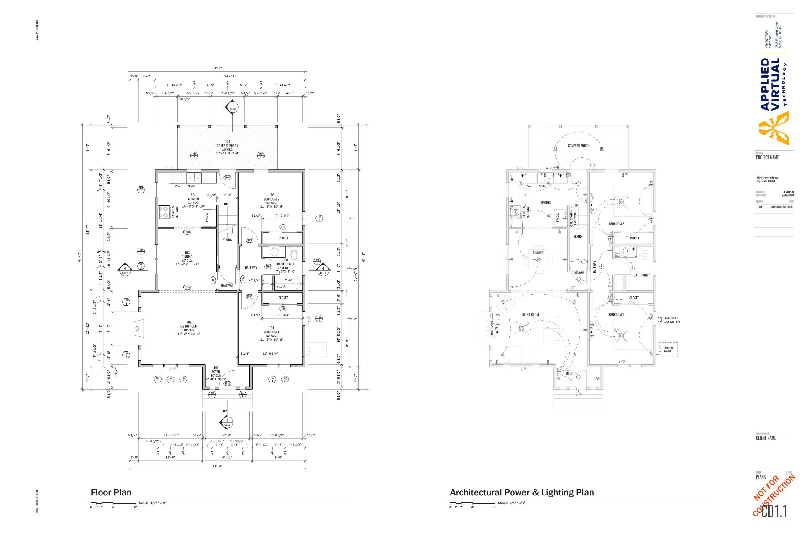 Technical residential floor plan with dimensions and architectural annotations