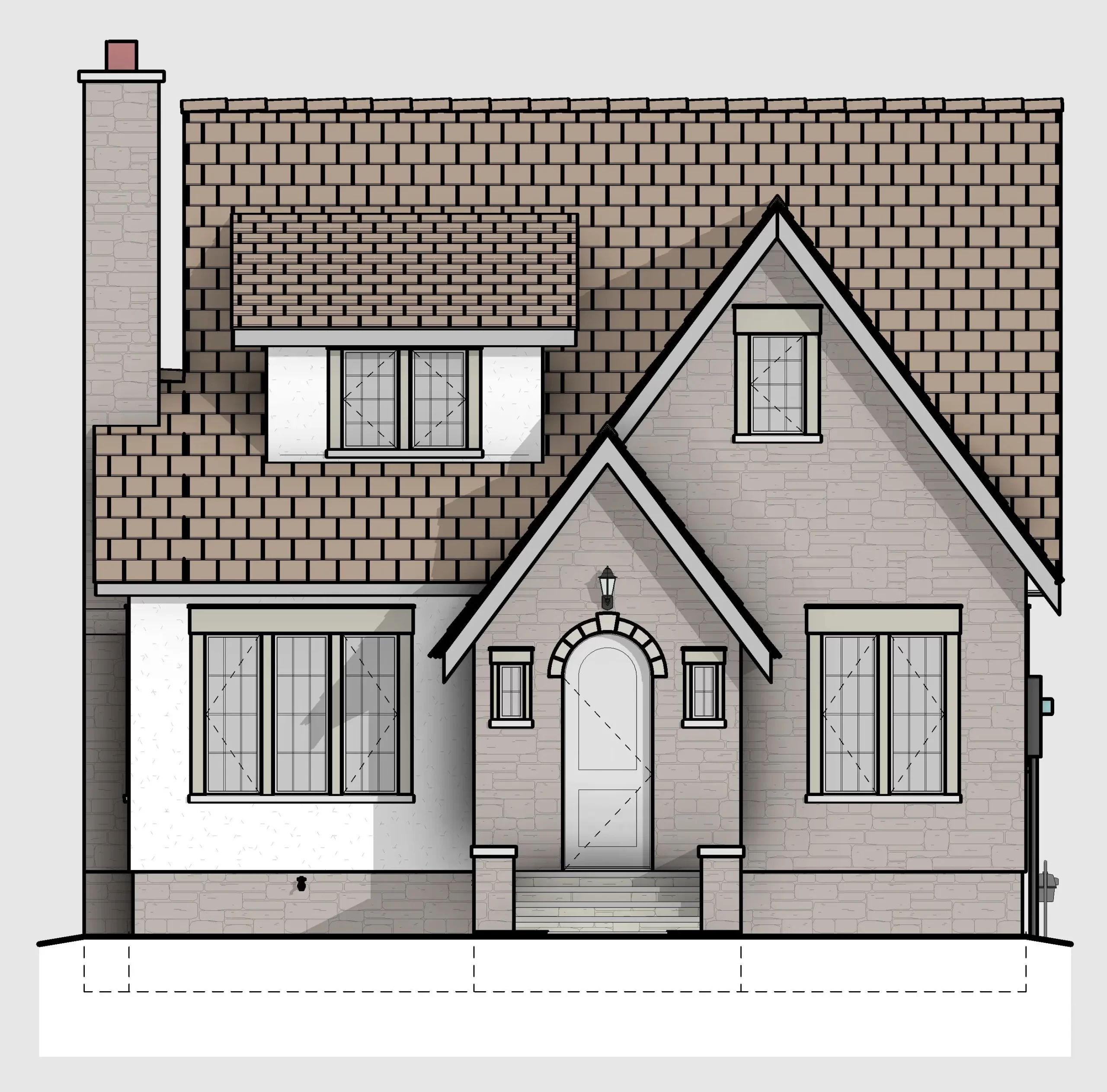 Refined architectural elevation during the design development phase