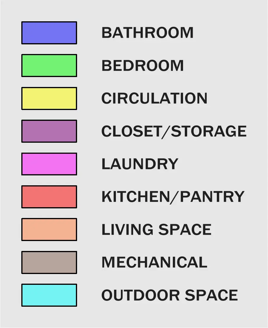 3D massing study legend for spatial organization in home design