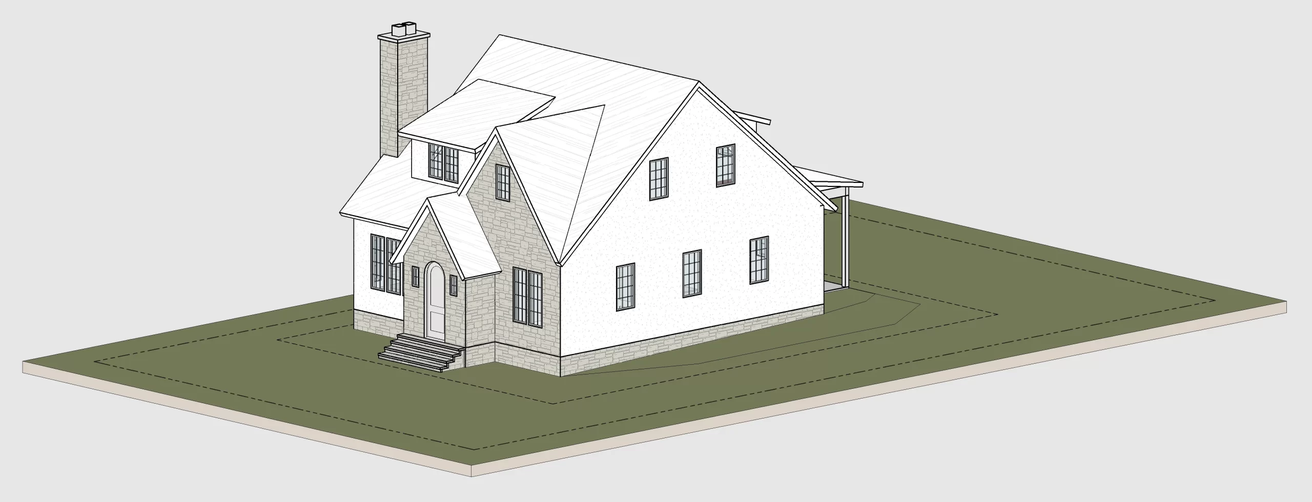Schematic 3D isometric view of a custom residential design